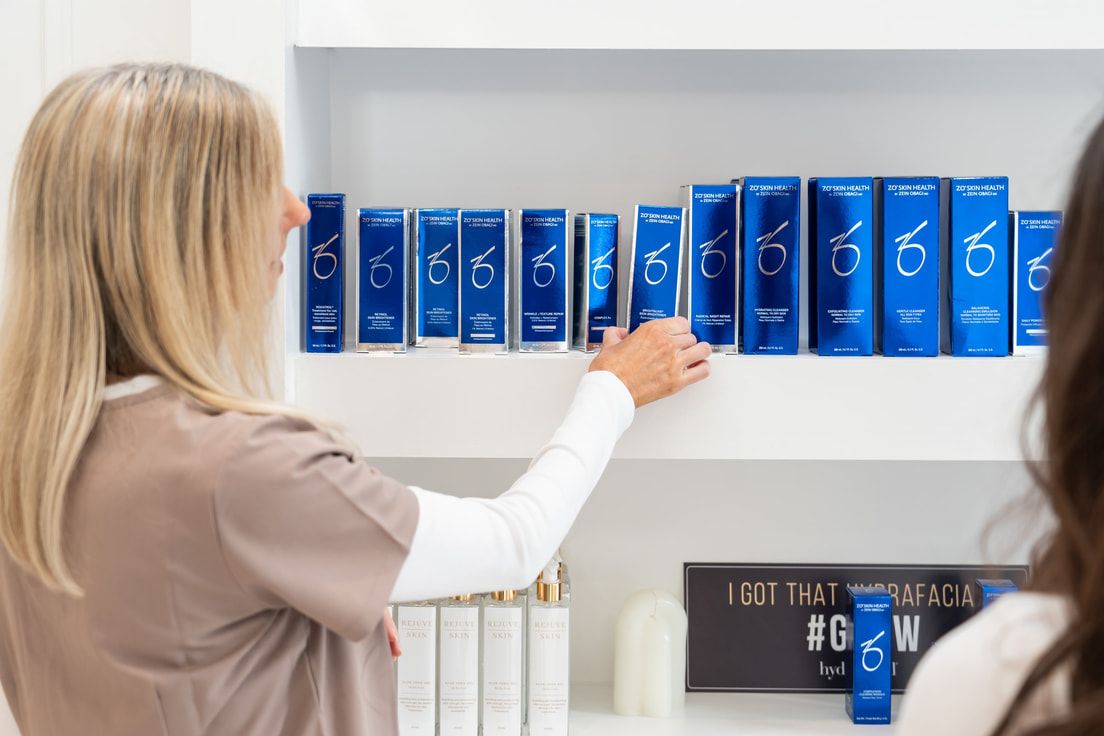 Skincare range in a Group clinic