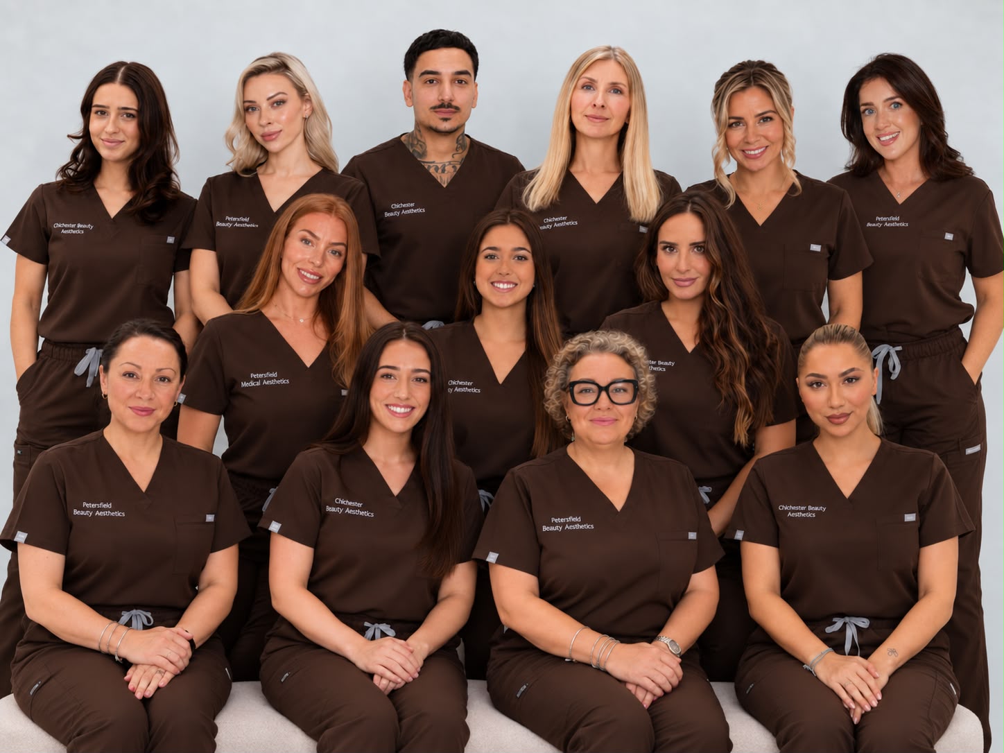The Beauty Aesthetics Group team in Chichester, Petersfield and Eastergate scrubs